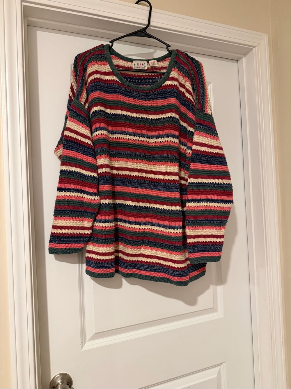 vintage Stefano International textured open-knit striped sweater
